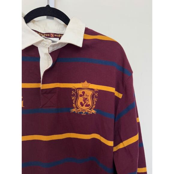 Vintage Walt Disney World Long Sleeve Polo Rugby Style Shirt Men's Large Maroon - Picture 2 of 7